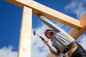 Man hammering nails